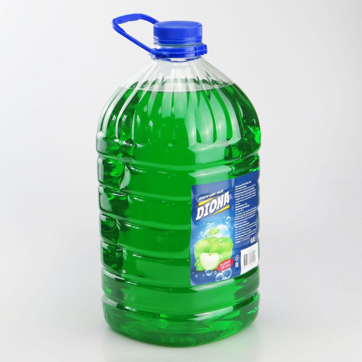 Жидкое крем-мыло Diona зеленое яблоко ПЭТ 5л