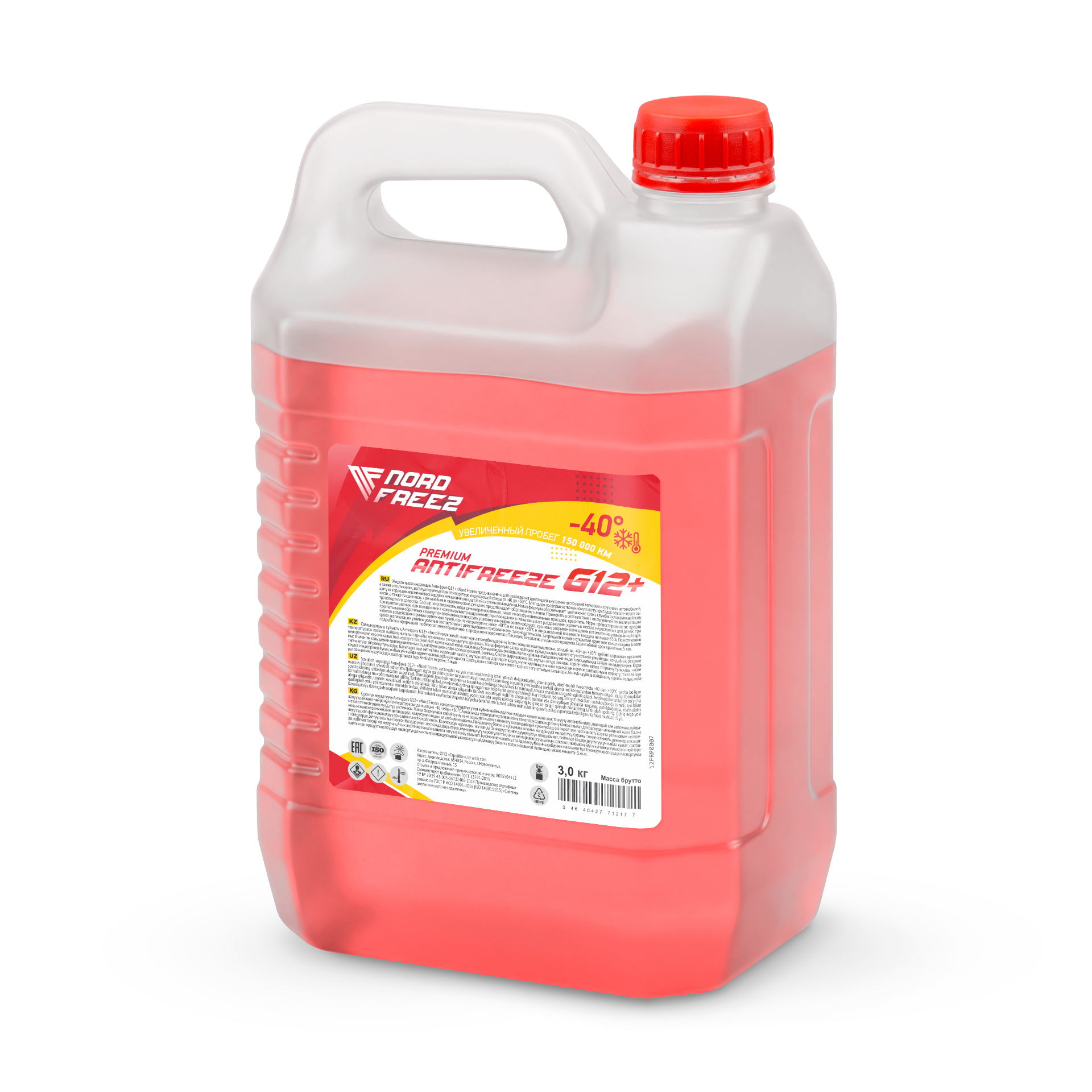 NORD FREEZ Антифриз G12 красный 3 кг NORD FREEZ Антифриз G12 красный 3 кг