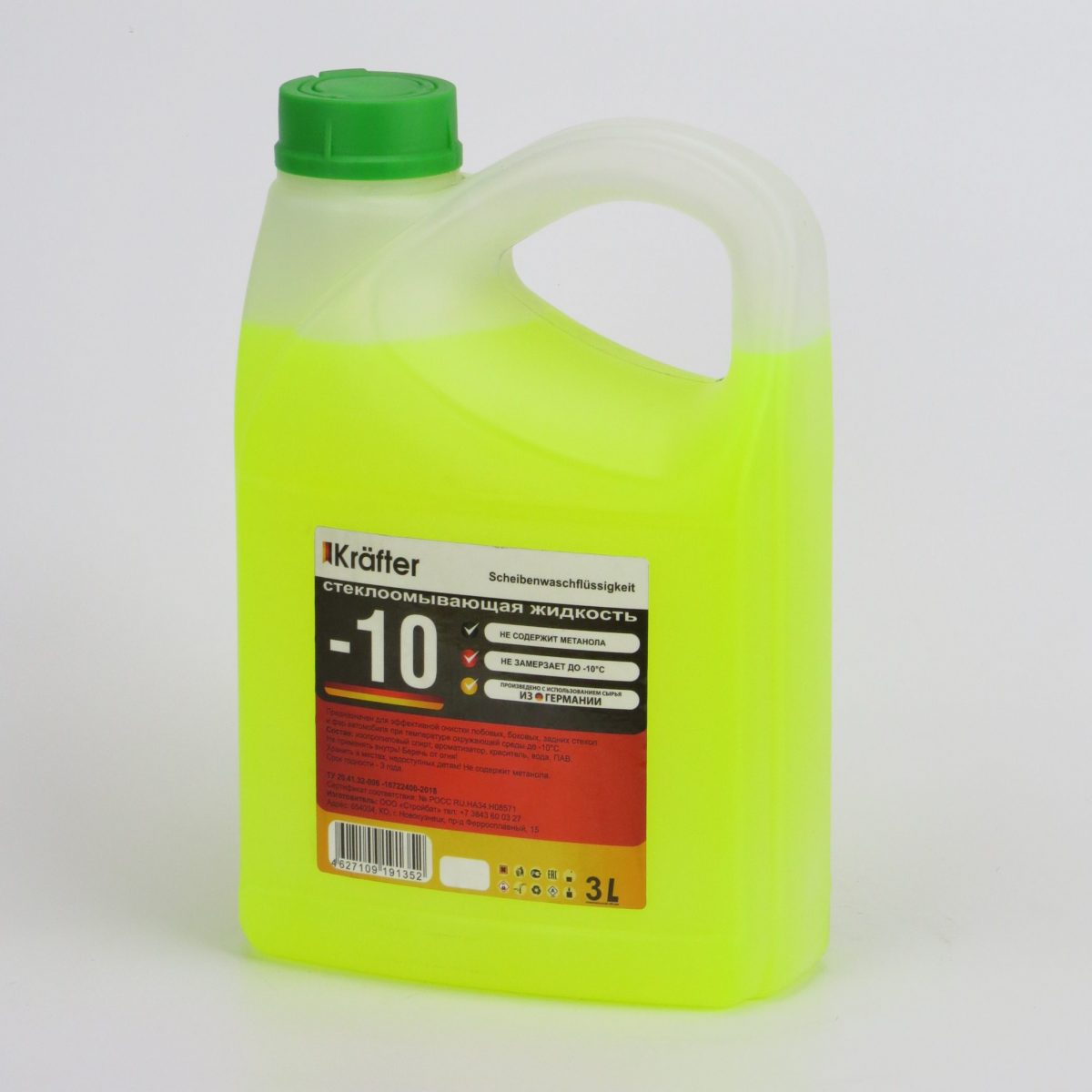 Жидкость стеклоомывающая зимняя "KRAFTER - 10" (канистра) 3 л