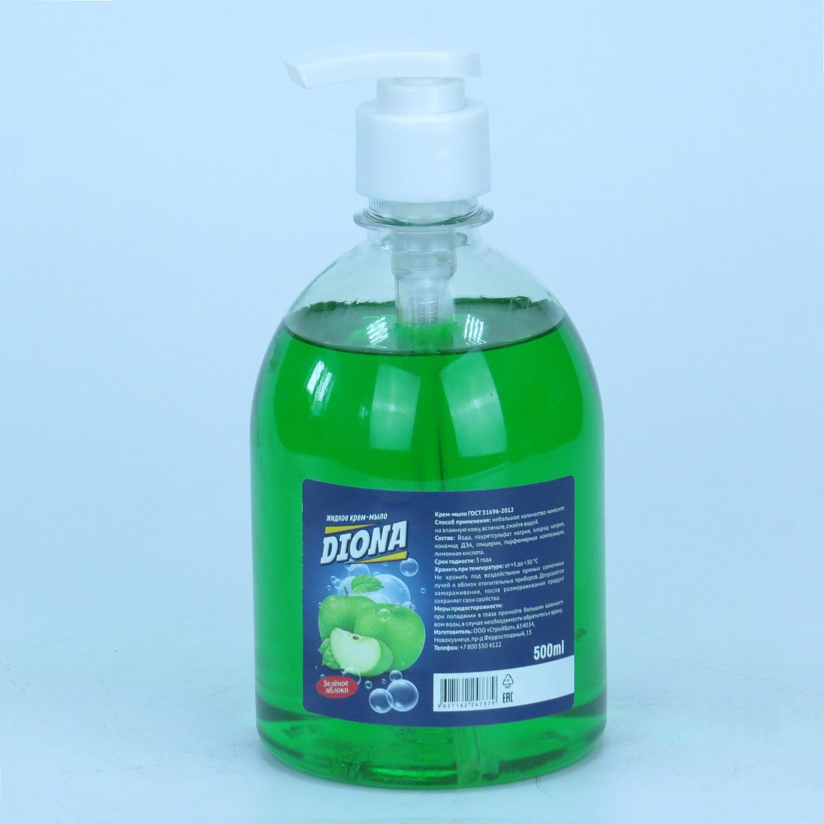 Жидкое крем-мыло Diona Magic зеленое яблоко ПЭТ 500мл (дозатор)
