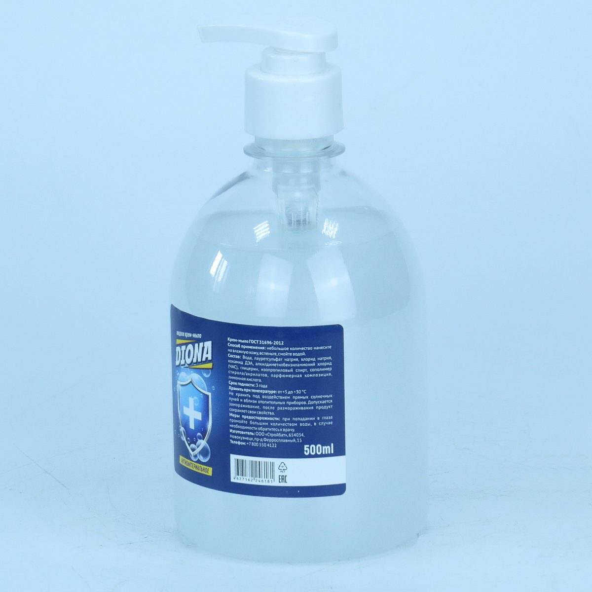 Жидкое крем-мыло Diona антибактериальное ПЭТ 500мл (дозатор)