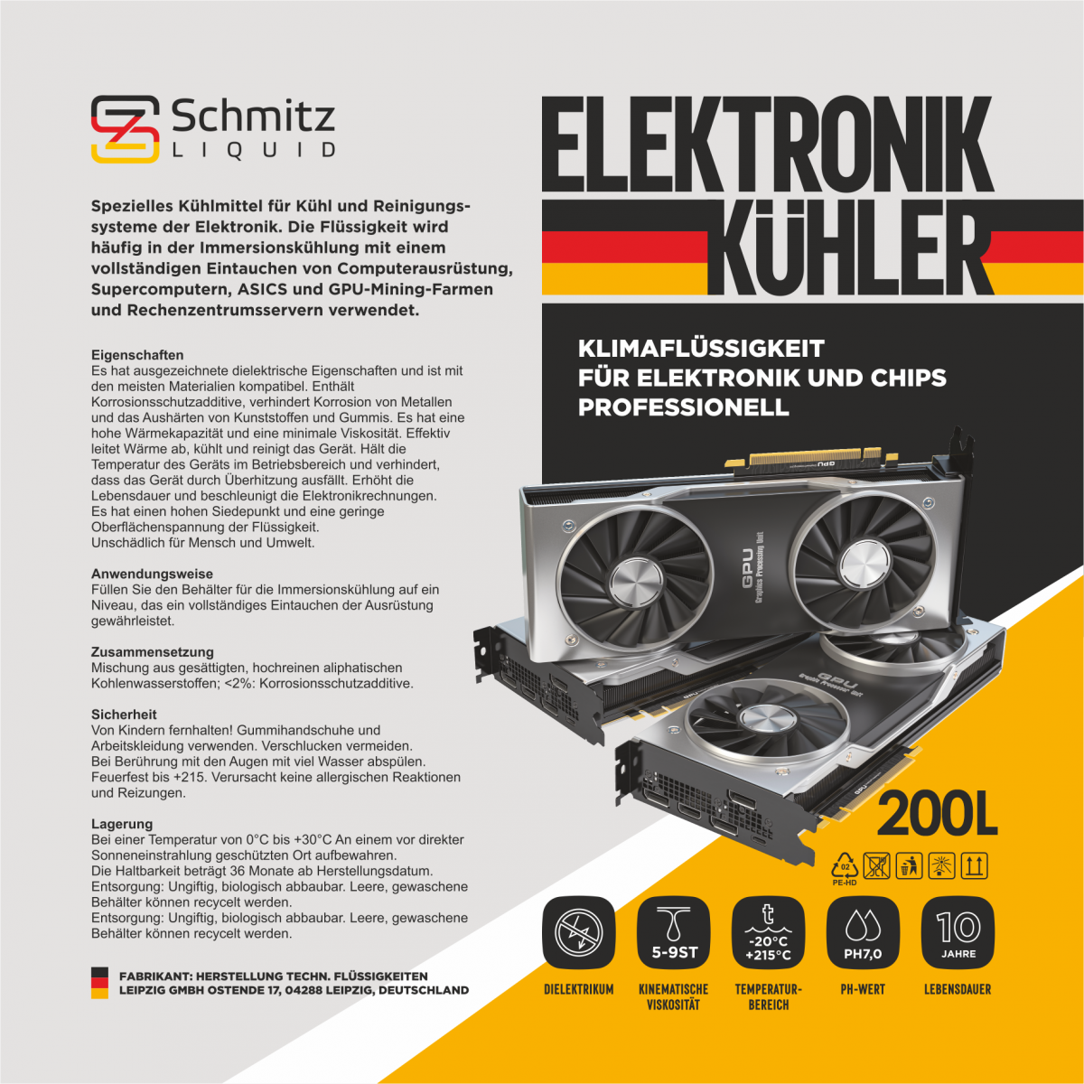 Иммерсионная жидкость SCHMITZ Liquid Elektronik Kühler, 200л