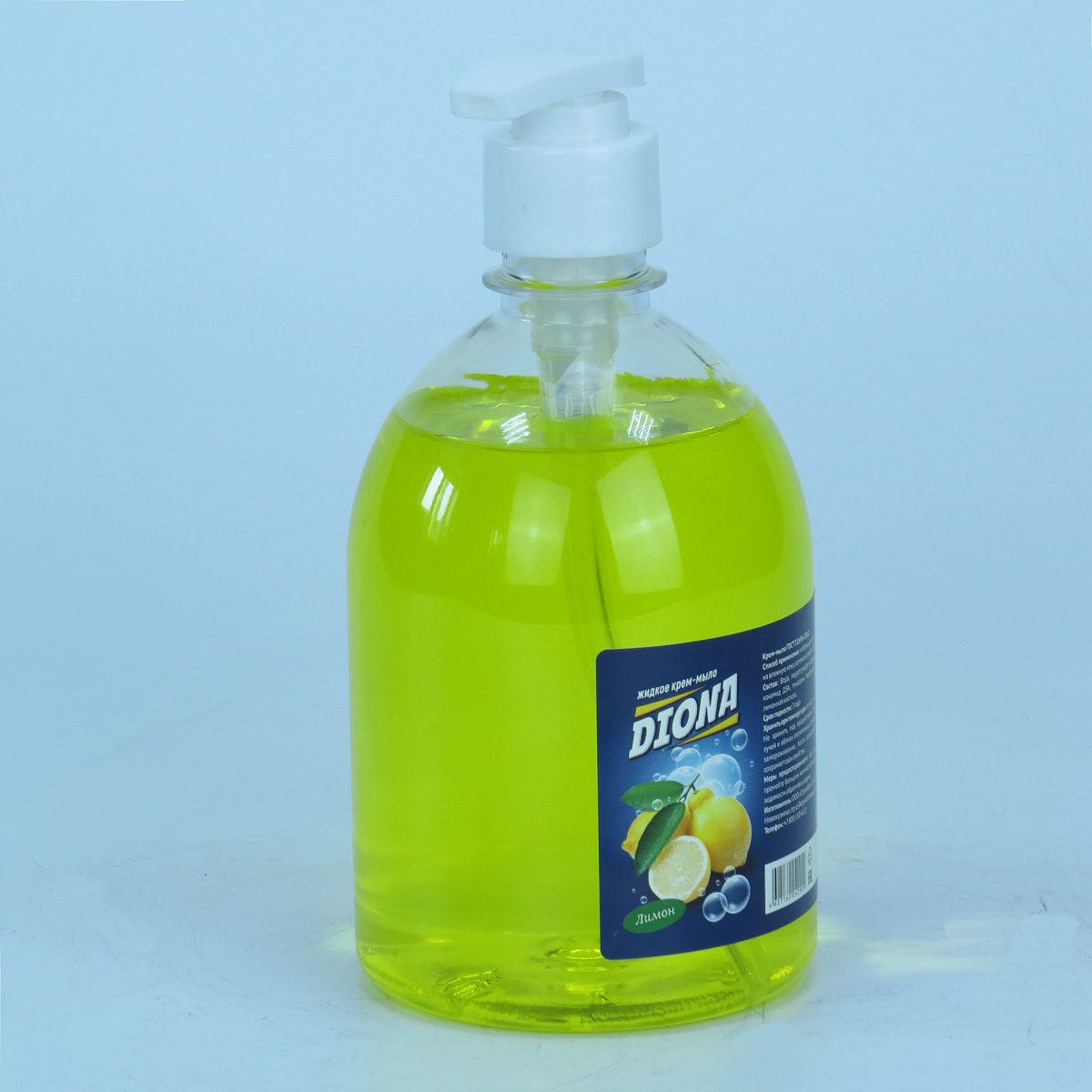 Жидкое крем-мыло Diona лимон ПЭТ 500мл (дозатор)-3